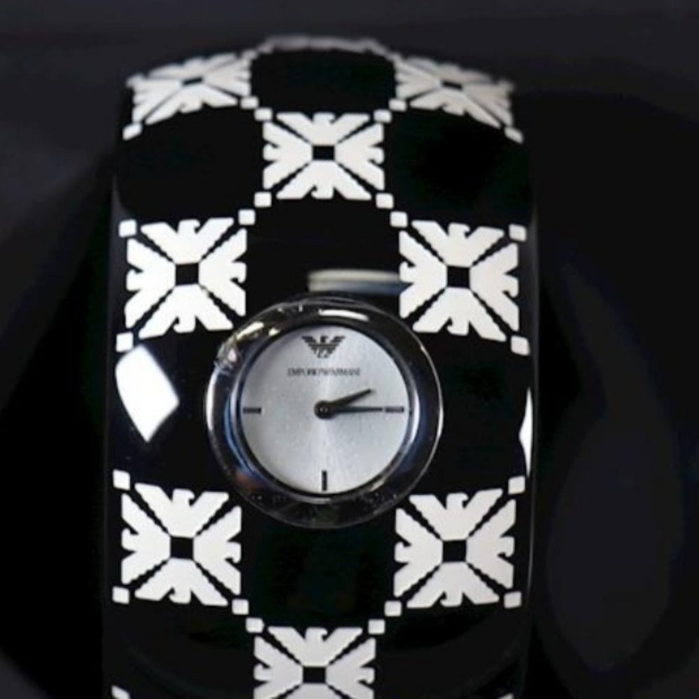 Emporio Armani women's black and white quartz watch